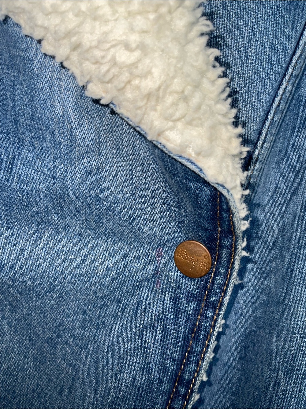 Wrangler Ranch Denim Shearling-Trim Coat - Picture 4 of 10